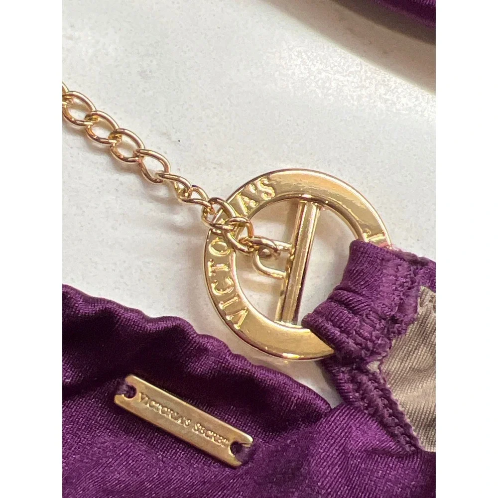 Victorias Secret Plum Purple‎ Bikini Set Gold Chain Hardware 32D Small